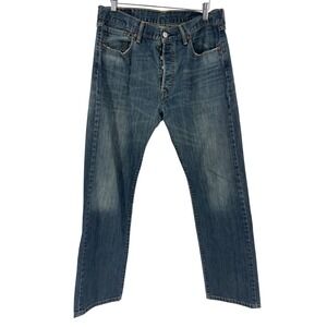 Levis 501 Original Fit Mens Blue Medium Wash Straight Leg Button Fly Jeans 33x32